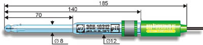 -10312 pH-    (0..14 pH, 20..100, L=185 , d=8 )