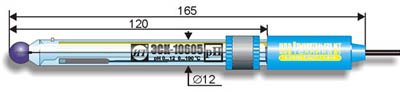 ЭСК-10605 pH-электрод комбинированный стеклянный со встроенным термодатчиком (0..12 pH, 0..100°С)