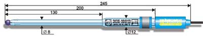 ЭСК-10613 pH-электрод комбинированный стеклянный полумикро (0..12 pH, 0..100°С, L=245 мм, d=8 мм)
