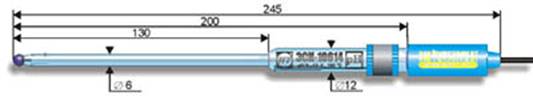 ЭСК-10614 pH-электрод комбинированный стеклянный полумикро (0..12 pH, 0..100°С, L=245 мм, d=6 мм)
